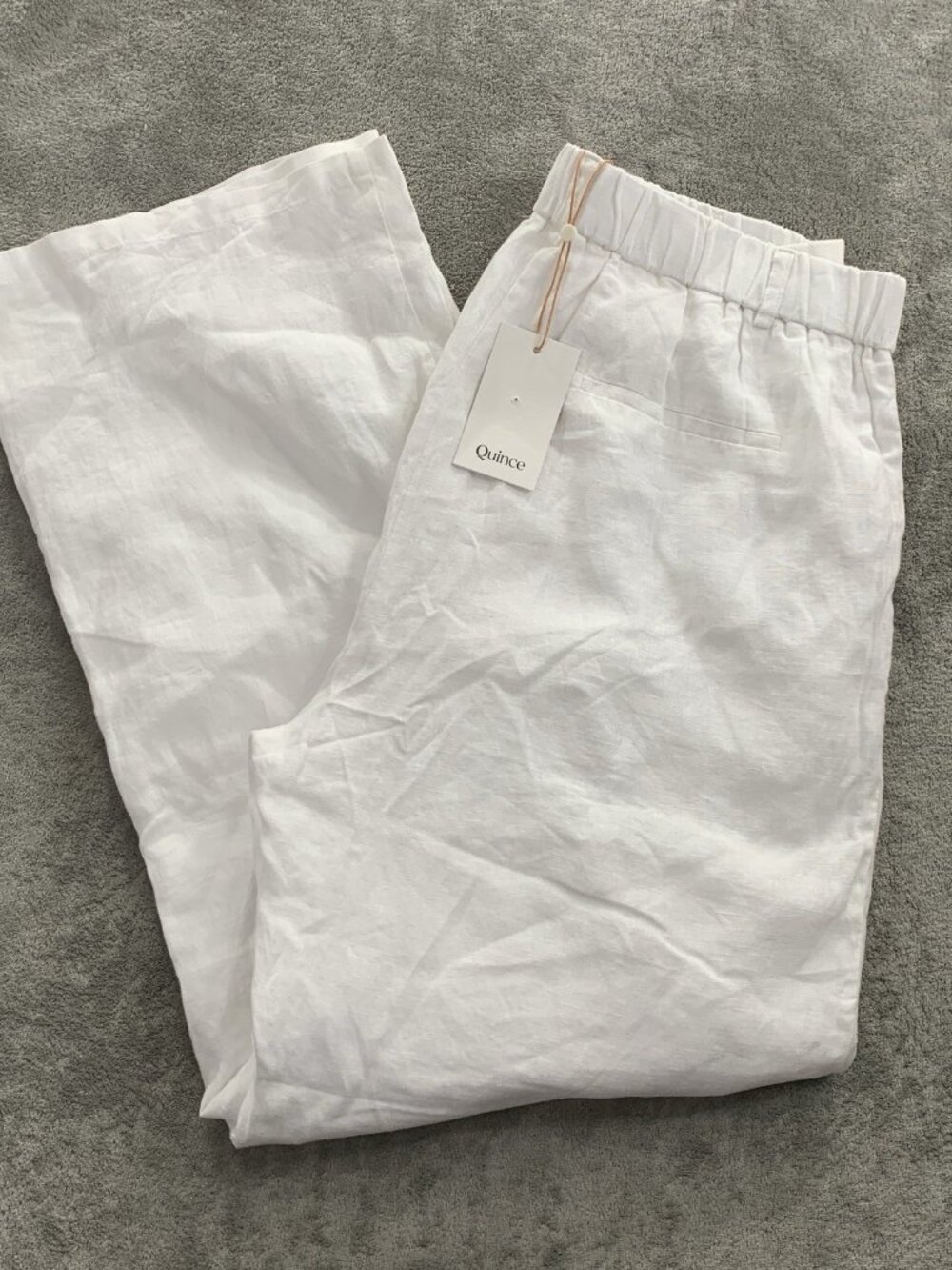 Quince White Wide Leg Linen Pants